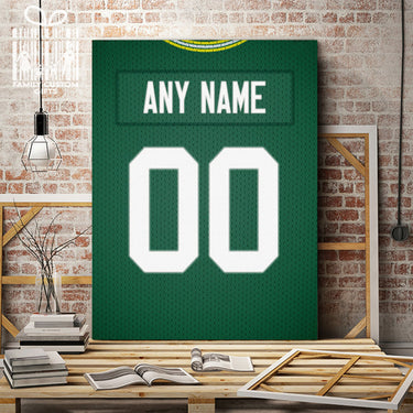 Green Bay Jersey Custom Canvas Print Wall Art for Boy Girl Men Women Football Personalized Canvas Art